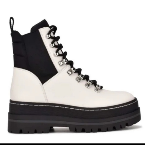NEW! 🔥 Marc Fisher Plune Combat Boots Ivory Size 9 - Picture 1 of 6
